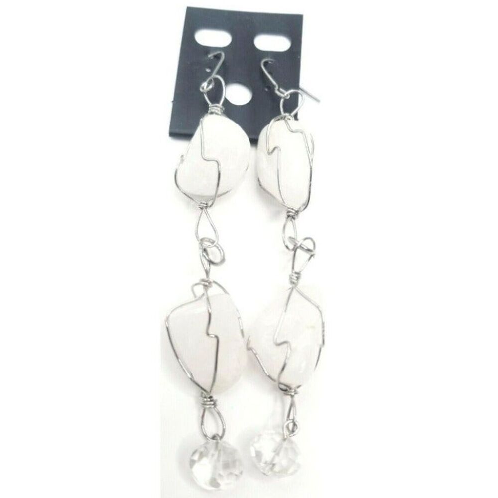 Earrings Ladies Womens Fashion Jewelry Dangly Pierced Hook Stone Beaded Elegant